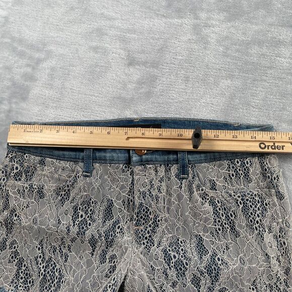 Joe's Jeans Shorts 28 Blue Denim Lace Overlay Cut Off Mid Rise Boho 2" Inseam - Picture 6 of 16